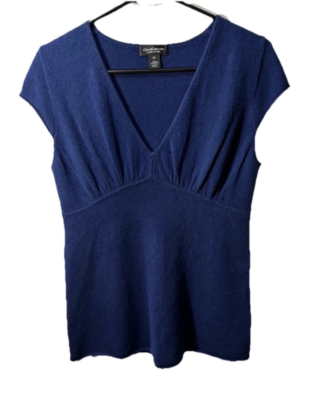 Lord & Taylor 100% Cashmere Sweater women’s M Y2K Minimalist Quiet Luxury Blue